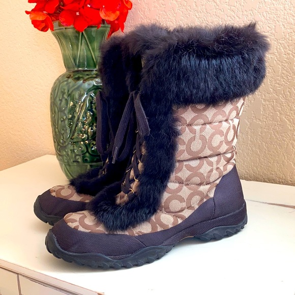 Coach Jennie rabbit fur boots